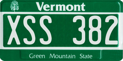 VT license plate XSS382