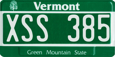 VT license plate XSS385