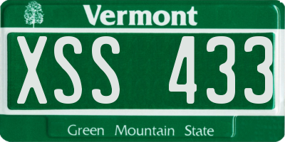 VT license plate XSS433