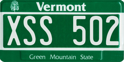 VT license plate XSS502