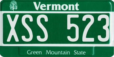 VT license plate XSS523