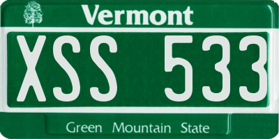 VT license plate XSS533