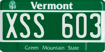 VT license plate XSS603