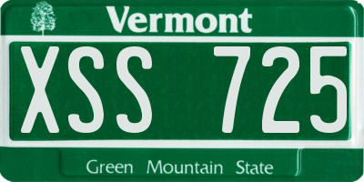 VT license plate XSS725