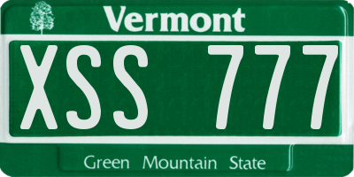 VT license plate XSS777