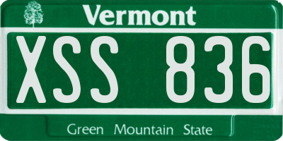 VT license plate XSS836
