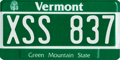 VT license plate XSS837
