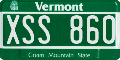 VT license plate XSS860