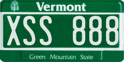 VT license plate XSS888