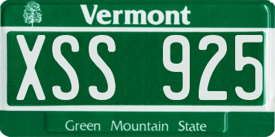 VT license plate XSS925