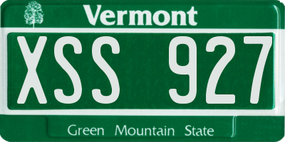 VT license plate XSS927