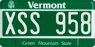 VT license plate XSS958