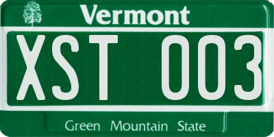 VT license plate XST003