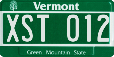 VT license plate XST012