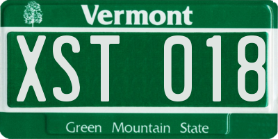 VT license plate XST018