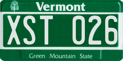 VT license plate XST026