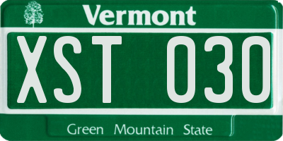 VT license plate XST030