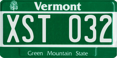 VT license plate XST032