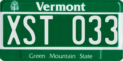 VT license plate XST033