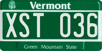 VT license plate XST036