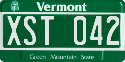 VT license plate XST042