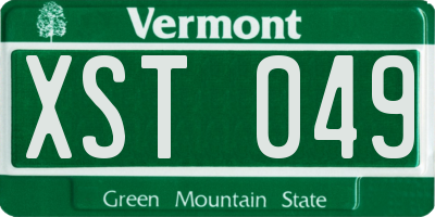 VT license plate XST049