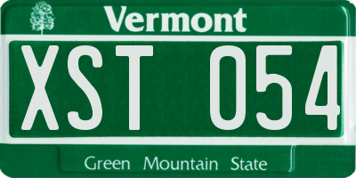 VT license plate XST054