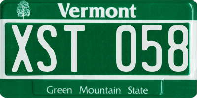 VT license plate XST058