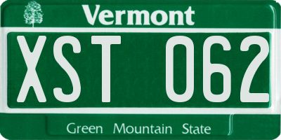 VT license plate XST062