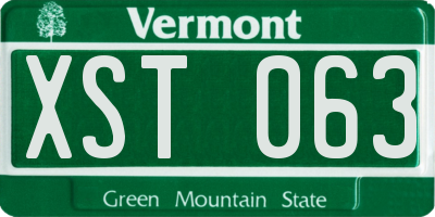 VT license plate XST063