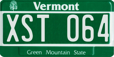 VT license plate XST064