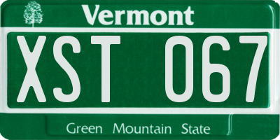 VT license plate XST067