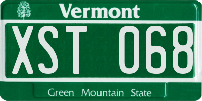 VT license plate XST068