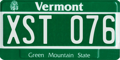 VT license plate XST076