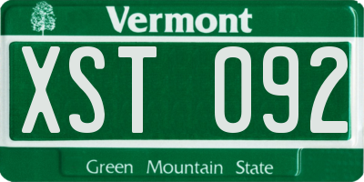 VT license plate XST092