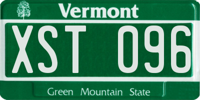 VT license plate XST096