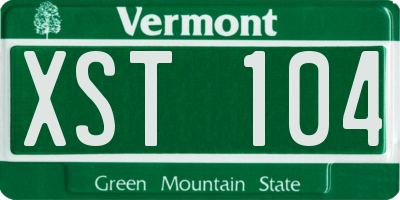VT license plate XST104