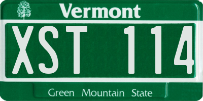 VT license plate XST114