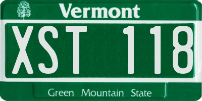 VT license plate XST118
