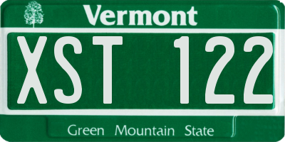 VT license plate XST122