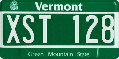 VT license plate XST128