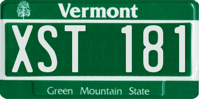 VT license plate XST181