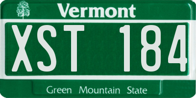 VT license plate XST184