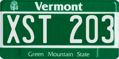 VT license plate XST203