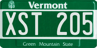 VT license plate XST205