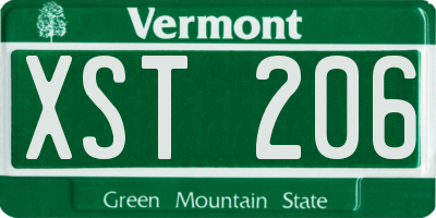 VT license plate XST206