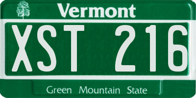 VT license plate XST216