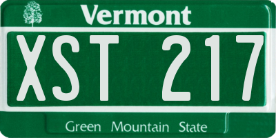 VT license plate XST217