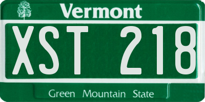 VT license plate XST218