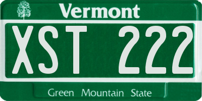 VT license plate XST222